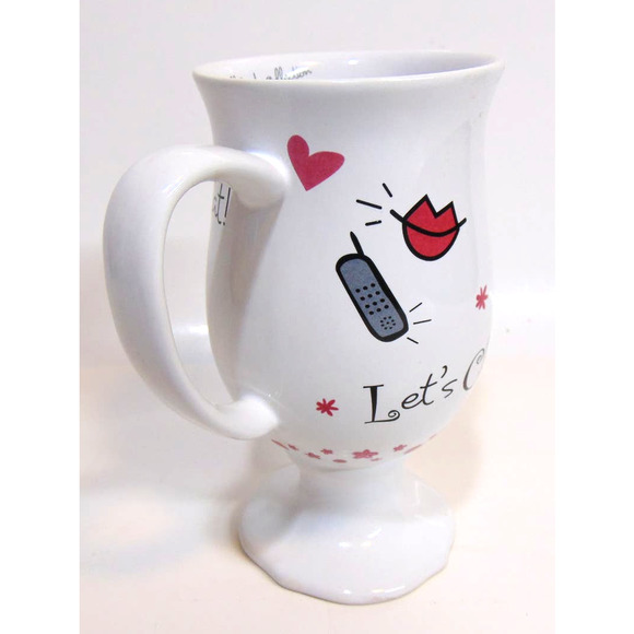 Girlfriends Collection Coffee Tea Wine Mug Glass 6" Footed Pedestal Let's Chat - Picture 4 of 8